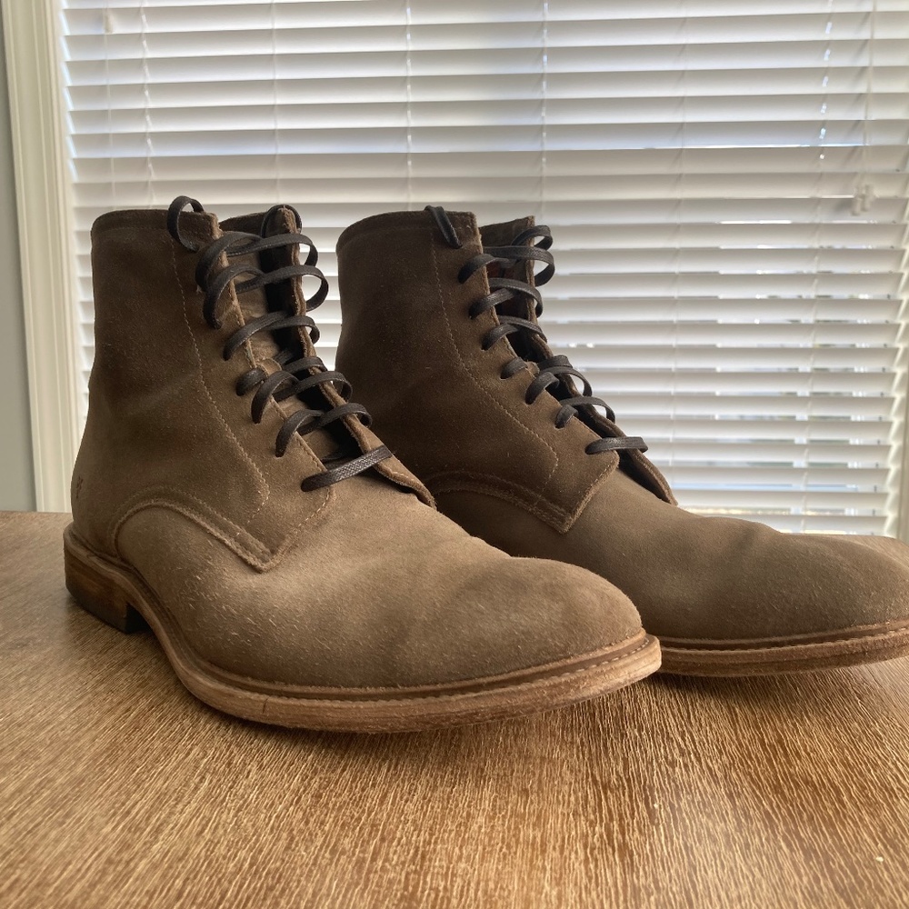 Frye Made Mexico Chris Suede Boots - Taupe Grey - 12